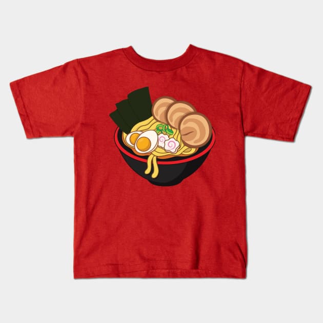 Savory Delight: Ramen Bowl Kids T-Shirt by Pieartscreation